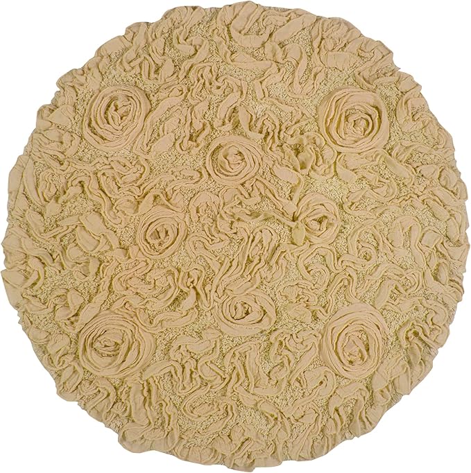 Home Weavers Bell Flower Collection 100% Cotton Tufted Bath Rugs, Extra Soft and Absorbent Bath Rugs, Non-Slip Bath Mats, Machine Washable, Bath Mats for Bathroom Floor and Tub, 22" Round, Yellow