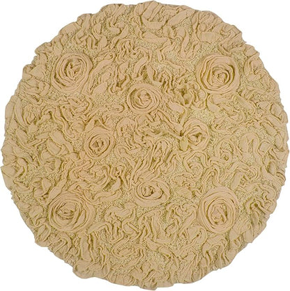 Home Weavers Bell Flower Collection 100% Cotton Tufted Bath Rugs, Extra Soft and Absorbent Bath Rugs, Non-Slip Bath Mats, Machine Washable, Bath Mats for Bathroom Floor and Tub, 22" Round, Yellow