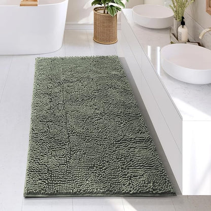 Hearth & Harbor Bathroom Rugs, Chenille Bath Mat - Machine Washable Bath Mats for Bathroom Non-Slip Backing Rubber, Quick Dry Bathroom Mat
