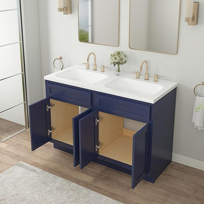 Vanity Art 48 Inch Bathroom Base Cabinet Only, Double Sink Top (Not Include Sink) with Door & Soft Close Hinge, Unassembled Floor Cabinet, Blue, 2ea 24 Inch Combo