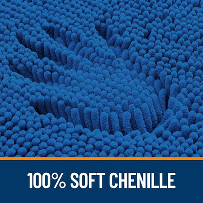 OLANLY Large Bathroom Rugs 70x46, Extra Soft Absorbent Chenille Bath Rugs | Deep Navy Blue, Quick-Drying Rubber Backing, Washable Bath Mat for Bathroom Floor, Tub and Shower, Home Decor Accessories