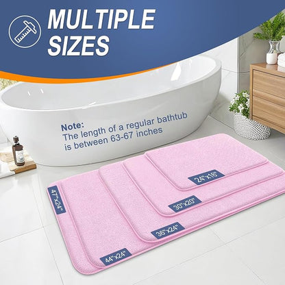 OLANLY Thick Memory Foam Bathroom Rugs 30x20, Soft Absorbent Bath Mat, Pink | Quick Dry Bath Rugs, Non-Slip Carpet, Machine Washable Mats for Bathroom Floor, Tub and Shower, Home Decor Accessories