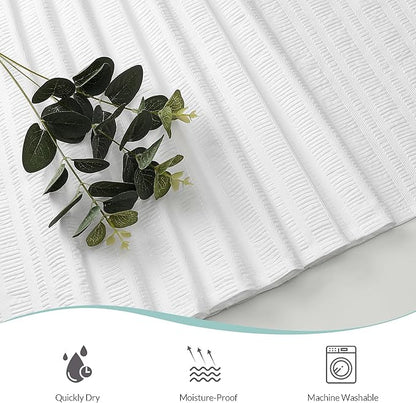 Aiyufeng Moga Stall Fabric Shower Curtain Waterproof, Soft & Lightweight Small Shower Curtain with Texture for Narrow Stall Size, Machine Washable, 36" Wx72 L, White