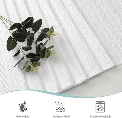 Aiyufeng Moga White Long Fabric Shower Curtain 72x78 inches Long, Hotel Quality, Washable, Water Repellent, White Spa Bathroom Curtains with 12 Button Holes, 72x78