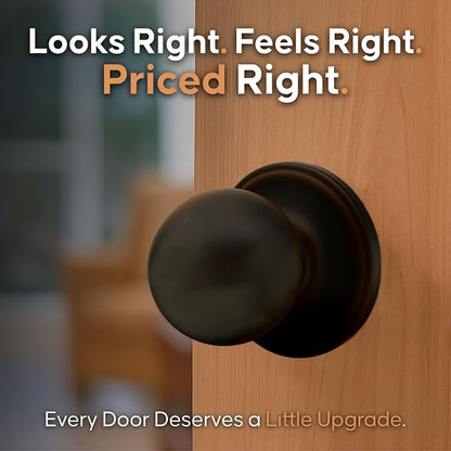 Copper Creek Dummy Interior Door Knob – ANSI Grade-3 Certified, Modern Heavy Duty Handle, Easy Install and Reversible for French Doors & Closets, Non Turning – Tuscan Bronze (1 Pack)
