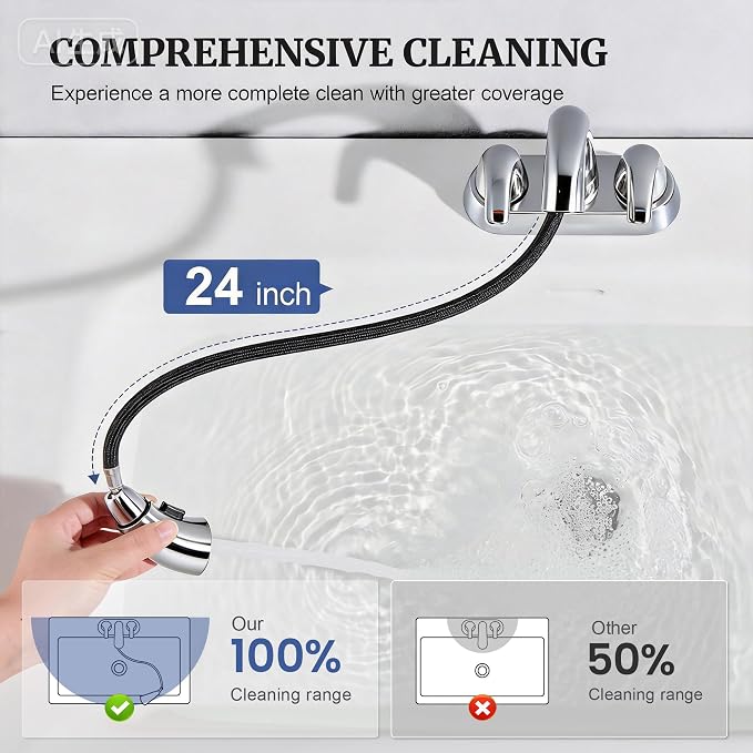 Bathroom Sink Faucet with Sprayer, 4 Inch Faucet Chrome with Pop Up Drain | Ultimate Unicorn Centerset Pull Down Vanity Faucets 3 Hole- Two Handle Modern Washbasin Tap Set for Rv Lavatory Restroom