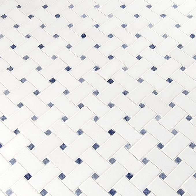 MSI Azula 12 in. x 12 in. Polished Marble Basketweave Tile for Kitchen Backsplash, Wall Tile for Bathroom, Shower Wall