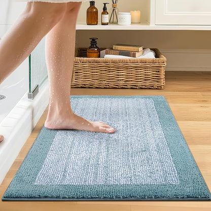 Bathroom Rugs 24x17 Non Slip Washable, Dusty Blue Bath Mat for Bathroom Floor Tub, Soft Absorbent Quick Dry Mats for Shower, Bathtub,Home Decor