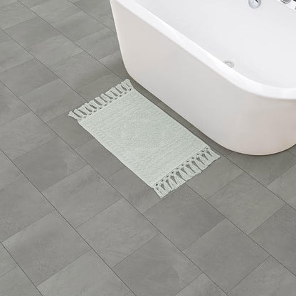 French Connection Nellore Bath Rugs, Woven and Beaded Bath Mats, Durable and Thick Bath Mats for Bathroom and Shower Rugs, 17" x 28", Light Blue