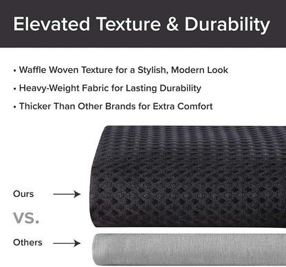 Madison Park Arbor Waffle Extra Wide Shower Curtain, 108 x 72, Black Solid | Adds Privacy, Machine Washable, Farmhouse, OEKO-TEX Certified Bathroom Curtain, 3M Scotchgard Moisture Management