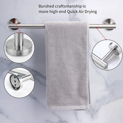 Cilee 10 Piece Brushed Nickel Bathroom Accessories Set, 16 inch Brushed Nickel Bathroon Hardware Set Towel Bar Ring Toilet Paper Holder Robe Towel Hook SUS304 Stainless Steel | Brushed Nickel Bathroon Hardware Set Towel Bar Ring Toilet Paper Holder Rob...