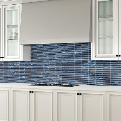 Glass Mosaic Tile Backsplash Blue 12 Inch 5 sq.ft | Elegance for Kitchen Bathroom and Shower Backsplash 5-Pack