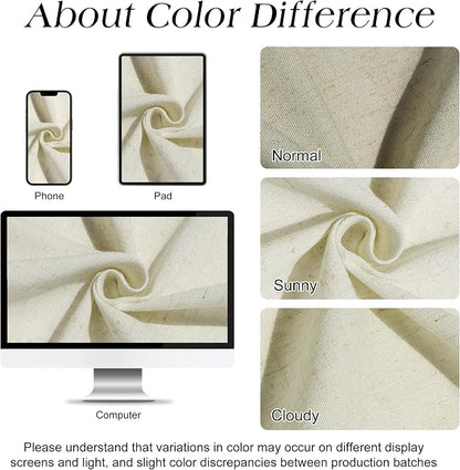 Ivory Linen Shower Curtain, Cloth Textured Fabric Shower Curtain Set with Hooks, Simple Elegant Modern Farmhouse Country Ultra Thick Bath Curtains for Bathroom,Water Repellent,48x72