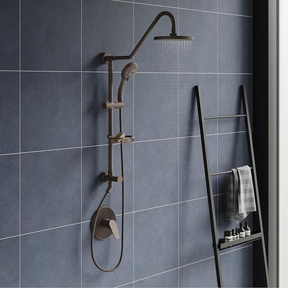 PULSE ShowerSpas Kauai III Oil-Rubbed Bronze Rain Shower Head with Handheld Spray - 1.8 GPM, 8" Showerhead, 5-Function HandShower, Adjustable Slide Bar - Shower Heads with Handheld Spray Combo