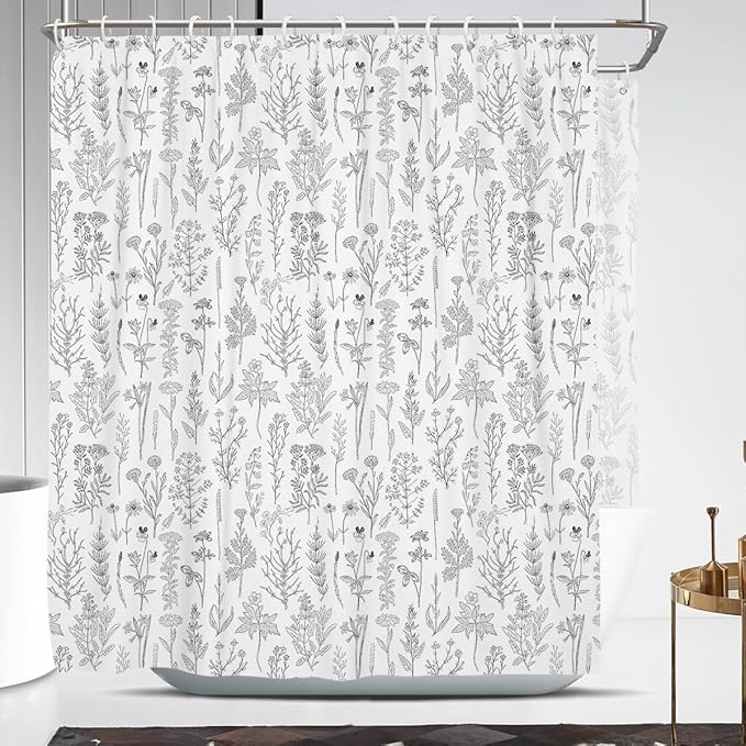 Coxila Vintage Floral Shower Curtain Extra Wide Large Long Clawfoot Tub Wrap Around Flower Retro Farmhouse Rustic Botanical Spring Country Cottage Bathroom 180 x 70 Inch Polyester Fabric 31 Pack Hooks