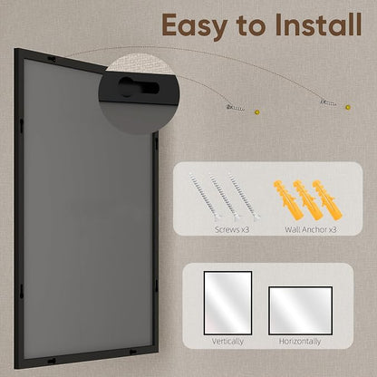 Bathroom Mirror 48" x 30", Large Rectangle Wall Mirror, Black Metal Frame Wall Mounted Mirrors for Bathroom, Vanity, Bedroom, Entryway Decor(Horizontal/Vertical)