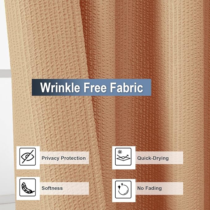 OWENIE Coral Shower Curtain for Bathroom 72x72 Inch, 3D Embossed Textured Waffle Fabric Shower Curtains, Soft Hotel Farmhouse Style, Water Repellent, Machine Washable, Coral, 72" W x 72" L