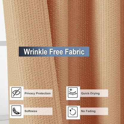 OWENIE Coral Shower Curtain for Bathroom 72x72 Inch, 3D Embossed Textured Waffle Fabric Shower Curtains, Soft Hotel Farmhouse Style, Water Repellent, Machine Washable, Coral, 72" W x 72" L