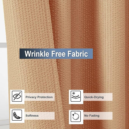 Coral Shower Curtain for Bathroom 72x72 Inch, 3D Embossed Textured Waffle Fabric Shower Curtains, Soft Hotel Farmhouse Style, Water Repellent, Machine Washable, Coral, 72" W x 72" L