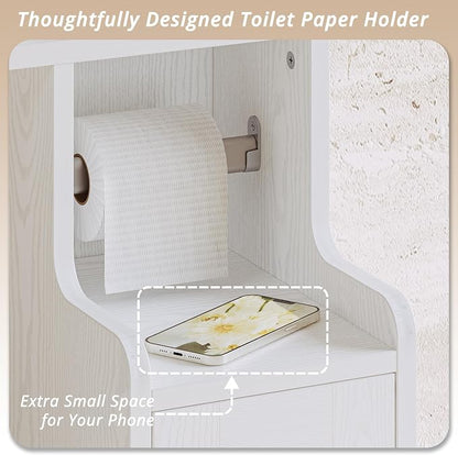 IRONCK 67 in Over The Toilet Storage Cabinet with Adjustable Shelves White | waterproof; side cabinet; toilet paper holder; anti-tip stable frame; bathroom laundry room; barn door farmhouse decor