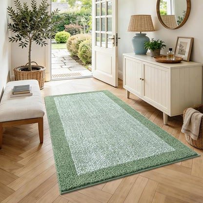48x32 Large Bathroom Rugs Washable Non Slip, Green Bath Mat for Bathroom Floor Tub, Soft Absorbent Quick Dry Mats for Shower, Bathtub,Home Decor