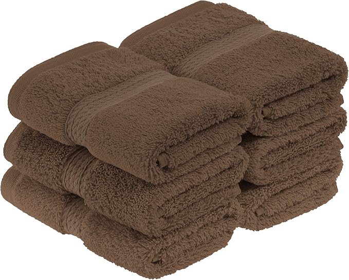 Superior Egyptian Cotton Plush & Absorbent, Face Towel Set of 6, Chocolate | Quick Dry, Soft Luxury Towel Set, Bath Essentials for Bathroom, Guest Bath, Spa, 2 Piece Face, Madeline Towels