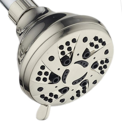AquaDance BRUSHED NICKEL High Pressure 6-Setting Spiral Shower Head – Angle Adjustable, Anti-Clog Showerhead Jets, Tool-Free Installation - USA Standard Certified - Top U.S. Brand