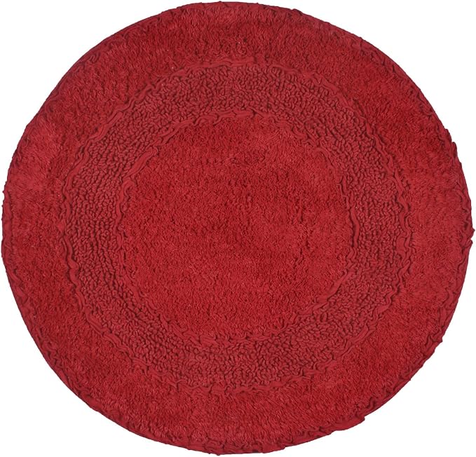 Home Weavers Radiant Collection 100% Cotton Bathroom Rugs Set, Bathroom Décor, Washable Rug, Extra Soft and Absorbent Bath Rug, Kitchen Mat, Bath Mat Set, Bath Floor Mat Non Slip, 22" Round, Red