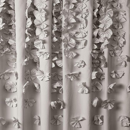 Lush Decor Riley Shower Curtain, 72" W x 72" L, Light Gray - Bathroom Curtain - Coquette Decor - Bow Shower Curtains - Cottage Core - Fabric Shower Curtains