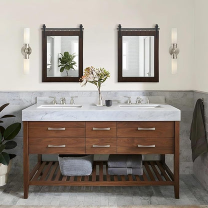 Besdomus Rustic Bathroom Farmhouse Mirror: 22"x30" Dark Brown Barn Door Solid Cedar Wood Frame Vanity Mirror - Wall Mounted Mirror for Hallway/Living Room/Bathroom - Rustic Decor for Fashion-Conscious