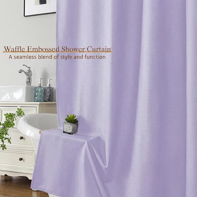 Stall Shower Curtain 36 x 72 Inch, Textured Soft Fabric Waffle Narrow Size Modern Shower Small Curtain for Bathroom Hotel, Machine Washable, Water Resistant, Lavender, 36Wx72L Inches