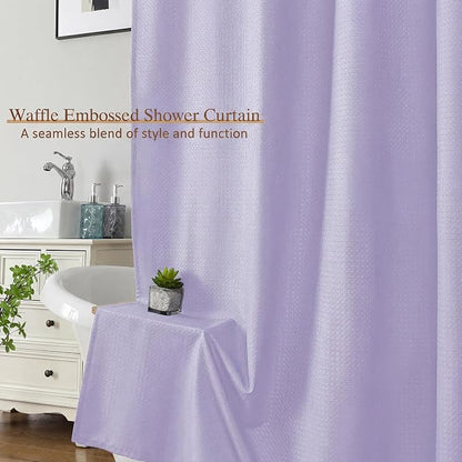 Stall Shower Curtain 36 x 72 Inch, Textured Soft Fabric Waffle Narrow Size Modern Shower Small Curtain for Bathroom Hotel, Machine Washable, Water Resistant, Lavender, 36Wx72L Inches