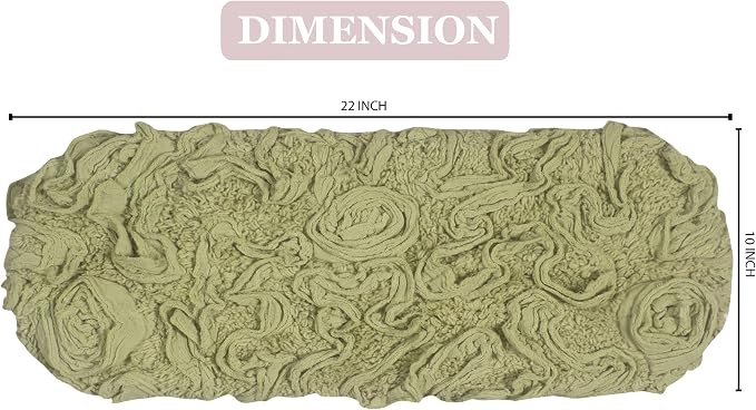 Home Weavers Bell Flower Toilet Tank Lid Cover – 10"x22", 100% Cotton, Tufted, Soft & Absorbent, Non-Slip, Machine Washable Bathroom Décor, Green