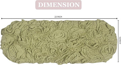 Home Weavers Bell Flower Toilet Tank Lid Cover – 10"x22", 100% Cotton, Tufted, Soft & Absorbent, Non-Slip, Machine Washable Bathroom Décor, Green