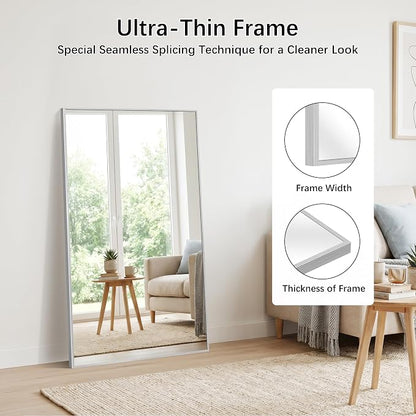 DESBING 30" x 55" Bathroom Mirror, Silver Metal Frame Wall Mirror | HD Image,Shatterproof Decorative Rectangular Vanity Mirror for Bedroom Bathroom Living Room Entryway Horizontal or Vertical