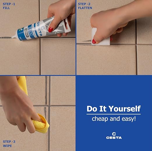 Tile Grout Repair Kit Grey - Fast Drying Premixed Grout Filler for Bathroom, Kitchen & Floor - Restore & Renew Tile Joints Line - Squeeze Tube with Applicator - Fills Cracks and Gaps (8.8 oz)