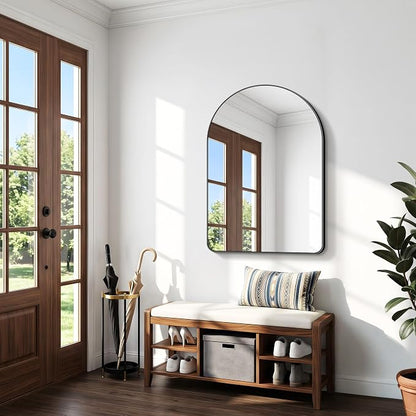 BONEWEI Arched Wall Mirror,36x48 inch Black Arched Mirror Bathroom,Vanity Mirror for Over Sink Metal Frame,Tempered Glass Arch Mirrors for Bedroom,Entryway,Living Room,Home Decor Shatter-Proof