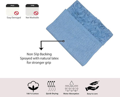 Home Weavers Bell Flower Collection 100% Cotton Tufted Bath Rugs, Extra Soft and Absorbent Bath Rugs, Non-Slip Bath Mats, Machine Washable, Bath Mats for Bathroom Floor, 24"x40" Rectangle, Sky Blue