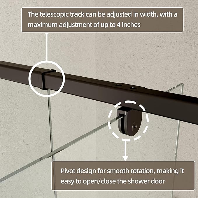Royal Guard 44-48" W x 71" H Pivot Swing Glass Shower Door,Matte Black | Shower Doors with 4-Inch Adjustable Width, 6mm SGCC Tempered Glass, Reversible Installation,Magnetic Closing,Easy to Clearn