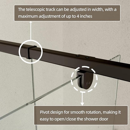 Royal Guard 38-42" W x 71" H Pivot Glass Shower Door,Matte Black | Shower Doors with 4-Inch Adjustable Width, 6mm SGCC Tempered Glass, Reversible Installation,Magnetic Closing,Easy to Clearn