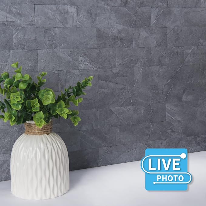 Art3d Peel and Stick Backsplash, Stick on Wall Tile, 10-Pack, Blue Grey | PVC, Self Adhesive, Splash Resistant, Multi-Surface Compatibility, Ideal for Kitchens, Fireplaces, Stair Areas