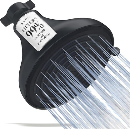 NUUD Filtered Shower Head | Removes Chlorine for Healthier Hair & Skin | Removes Chlorine, Heavy Metals & Contaminants for a Healthier Scalp, Skin & Hair | High Pressure Shower Head Filter - Black
