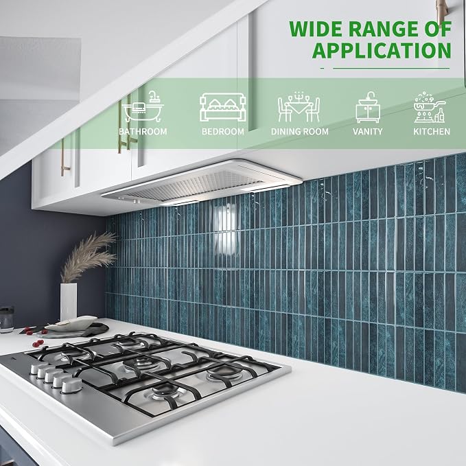 LONGKING 10-Sheet Blue Peel and Stick Backsplash for Kitchen Wall, Kitchen Backsplash Wall Tile, Waterproof Back Splash Stick on Tiles for Bathroom | Peel and stick backsplash, self-adhesive wall tile, Blue, waterproof, kitchen bathroom wall, 10-sheet,...