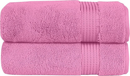 Elegant Comfort Premium Turkish Cotton 2 Pack Bath Towel Set - 27 x 54 inch, Luxurious Hotel Spa Quality 100% Turkish Cotton 2PC Bath Towel Set - Highly Absorbent - Soft Bathroom Towels, Light Pink