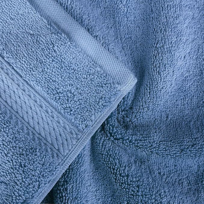 SUPERIOR Egyptian Cotton Pile Plush Bath Sheet, 2 Piece Set, Denim Blue | Highly Absorbent, Ultra Soft Luxury 800 GSM Towel Set for Bathroom, Shower, Hotel Essentials Oversize Plush Madeline Towels
