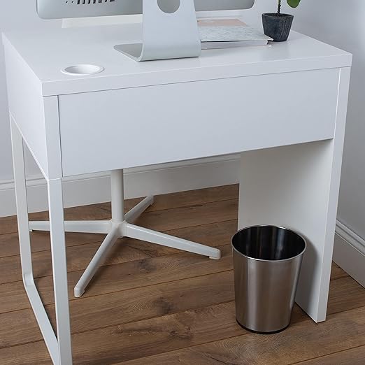 Bath Bliss 5 Liter Small Wastebasket | 2 Pack | Round Open Top | Trash Can | Bathroom | Bedroom | Kitchen | Office | Dorm | Disposal Waste Bin | Garbage | Stainless Steel