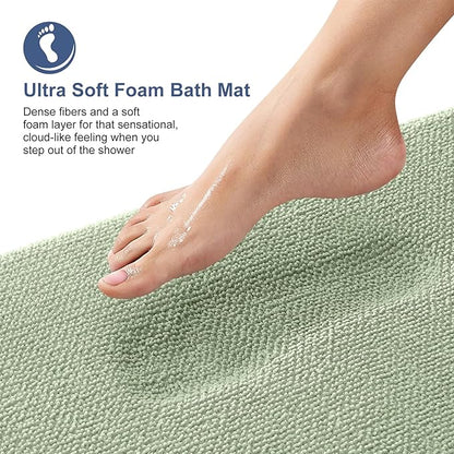 OLANLY Memory Foam Large Bathroom Rug 47x32, Absorbent Bath Mat, Sage Green | Soft Quick Dry Bath Rugs, Non-Slip Carpet, Machine Washable Mat for Bathroom Floor, Tub and Shower, Home Decor Accessories