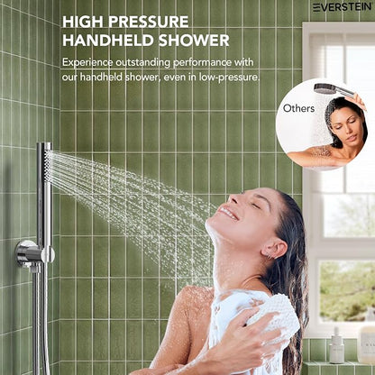 10" High-Pressure Rainfall Shower System with Handheld Spray, Wall Mount Bathroom Shower Faucet Set with Tub Spout (Chrome)