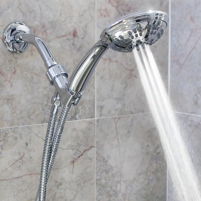 Luxury Handheld Shower Kit - 2.5 GPM - Polished Chrome | 6 Function High Pressure Removable Hand Held Showerhead with Hose and Mount, Easy Install for Boosting Low Water Flow Baths