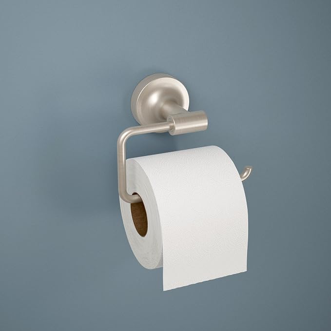 Franklin Brass Voisin (1-Pack) Toilet Paper Holder Satin Nickel Tissue Roll Holder for Bathroom Organization and Storage European Single Post Toilet Tissue Holder Wall Bathroom Accessories VOI50-SN